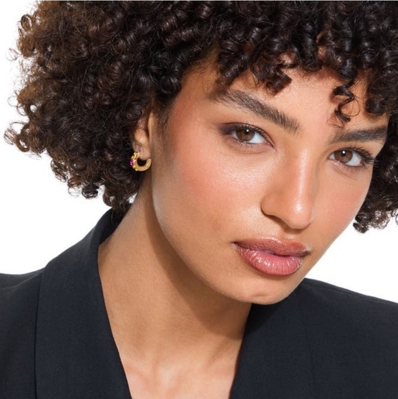 Kurt Geiger Gold-Tone Huggie Hoop Earrings In Pink, Blue Or Crystal, NWT In Box - Picture 9 of 9